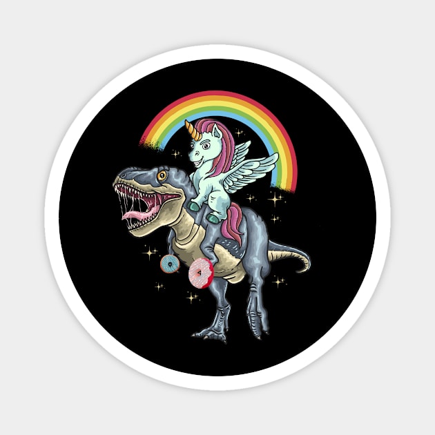 Unicorn Ridding Dinosaur Donus Magnet by Hensen V parkes